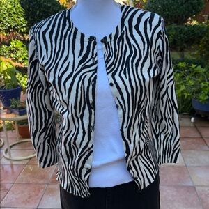 Talbots Black and White Zebra Print Jacket